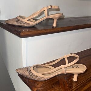 Unisa Beige Mesh Slingback Heels